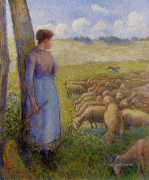 pastora y oveja 1887 Camille Pissarro Pinturas al óleo